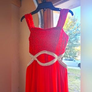 Red with rhinestones dress